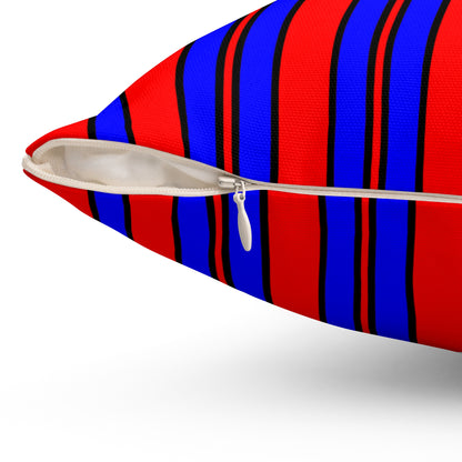 Red, Blue Retro Stripes Cushion Pillow