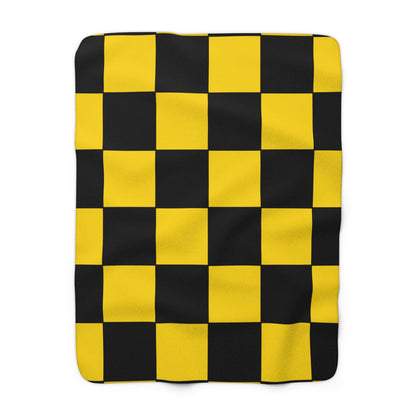 Gold, Black Retro Check Blanket Throw