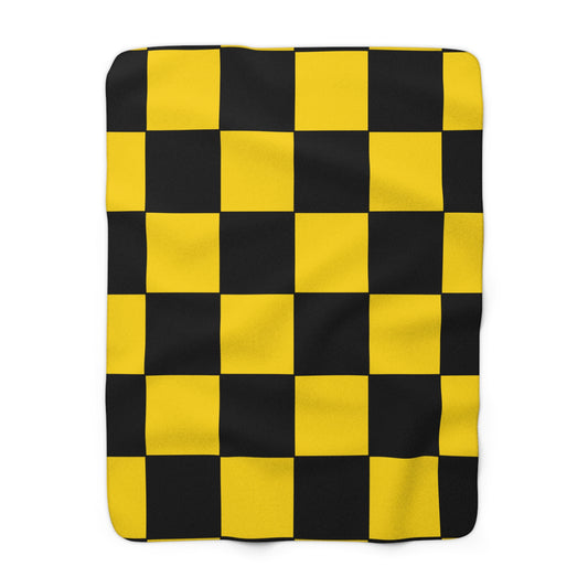 Gold, Black Retro Check Blanket Throw