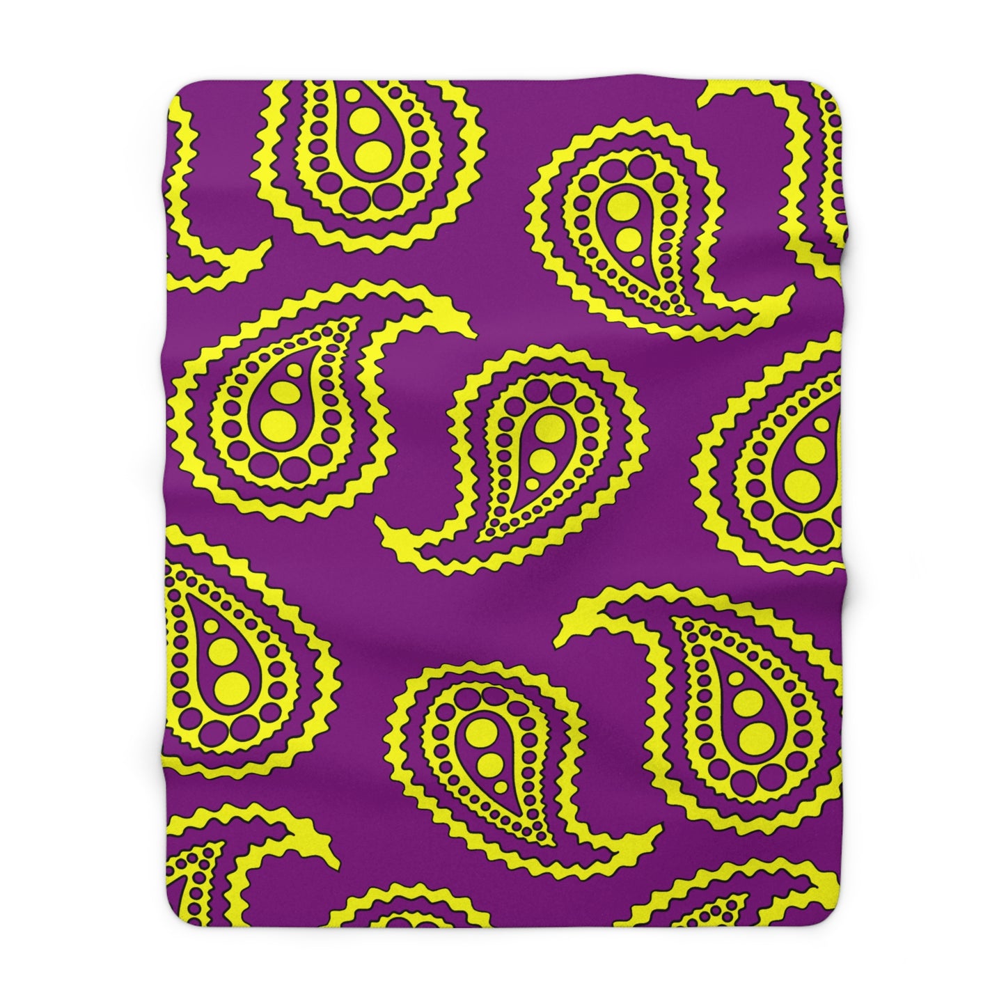 Purple, Yellow Retro Paisley Blanket Throw