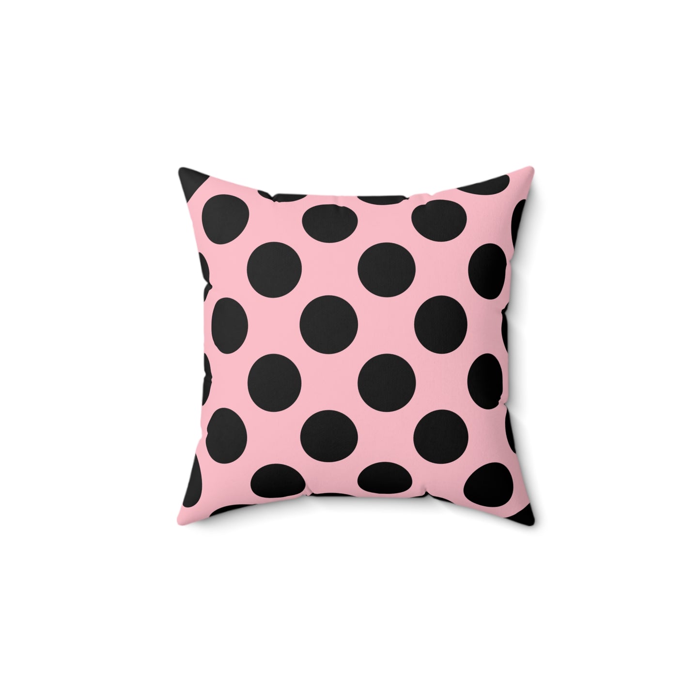 Pink, Black Retro Polka Dots Cushion Pillow
