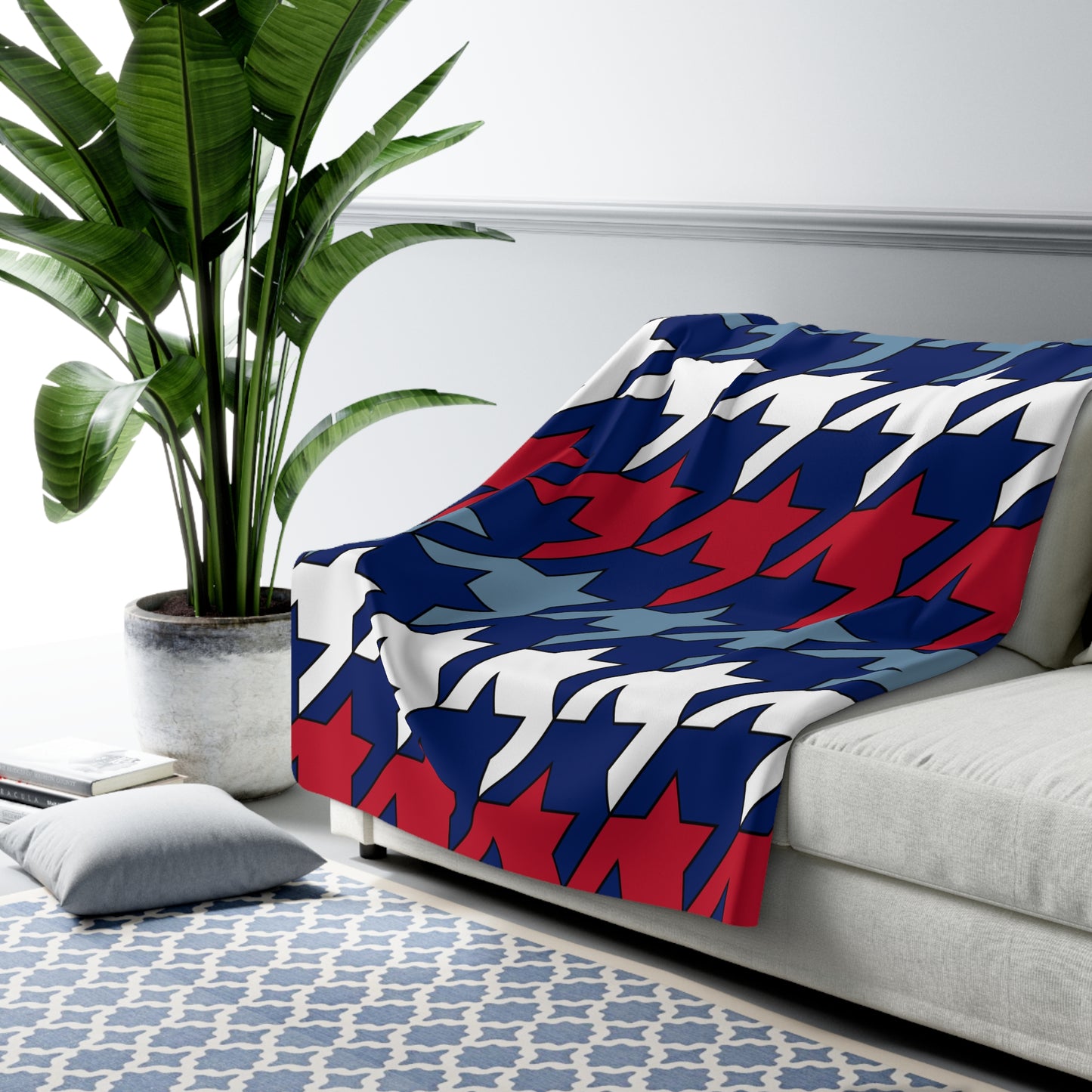 Falkland Islands Retro Houndstooth Blanket Throw