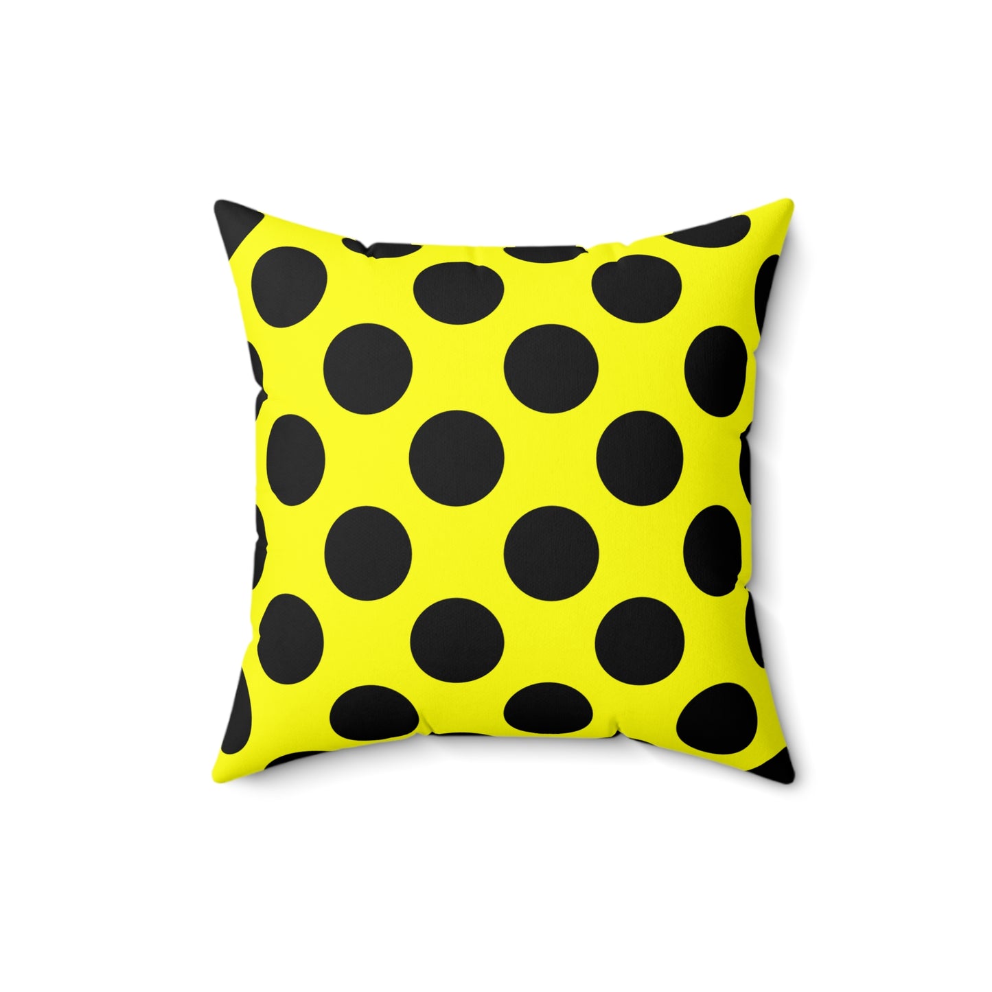 Yellow, Black Retro Polka Dots Cushion Pillow