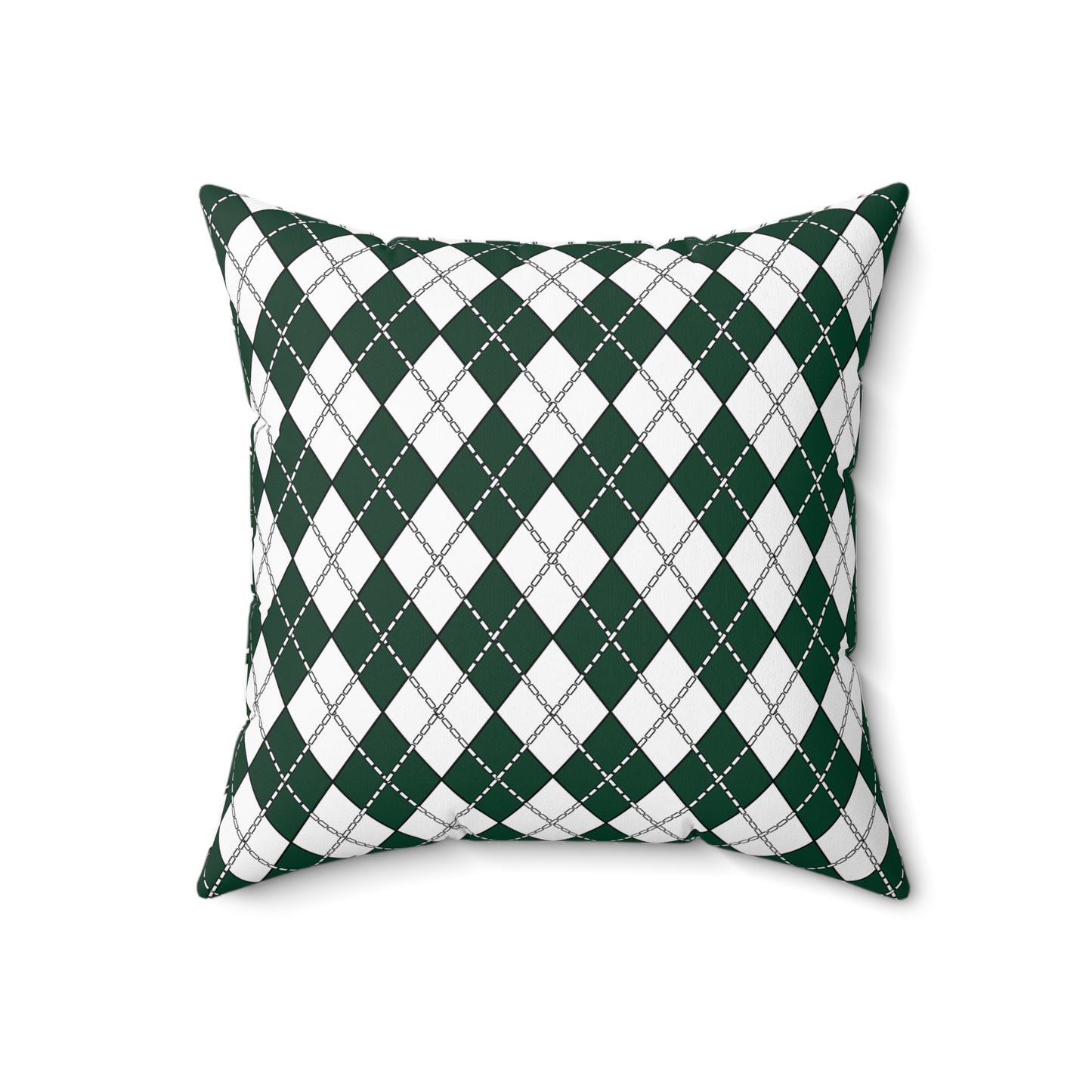 Dark Green, White Retro Argyle Cushion Pillow