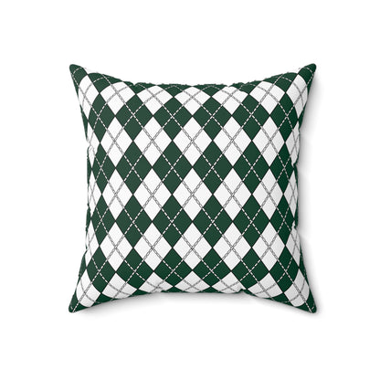 Dark Green, White Retro Argyle Cushion Pillow