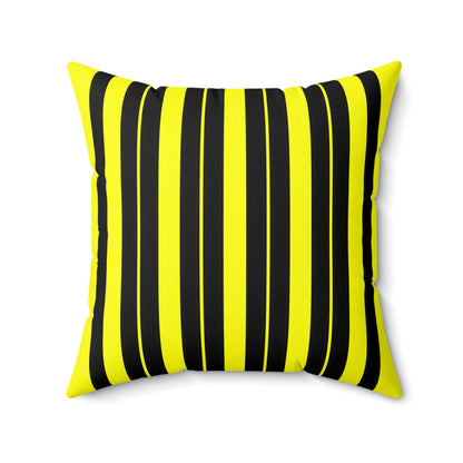 Yellow, Black Retro Stripes Cushion Pillow