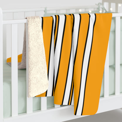 Orange, White Retro Stripes Blanket Throw