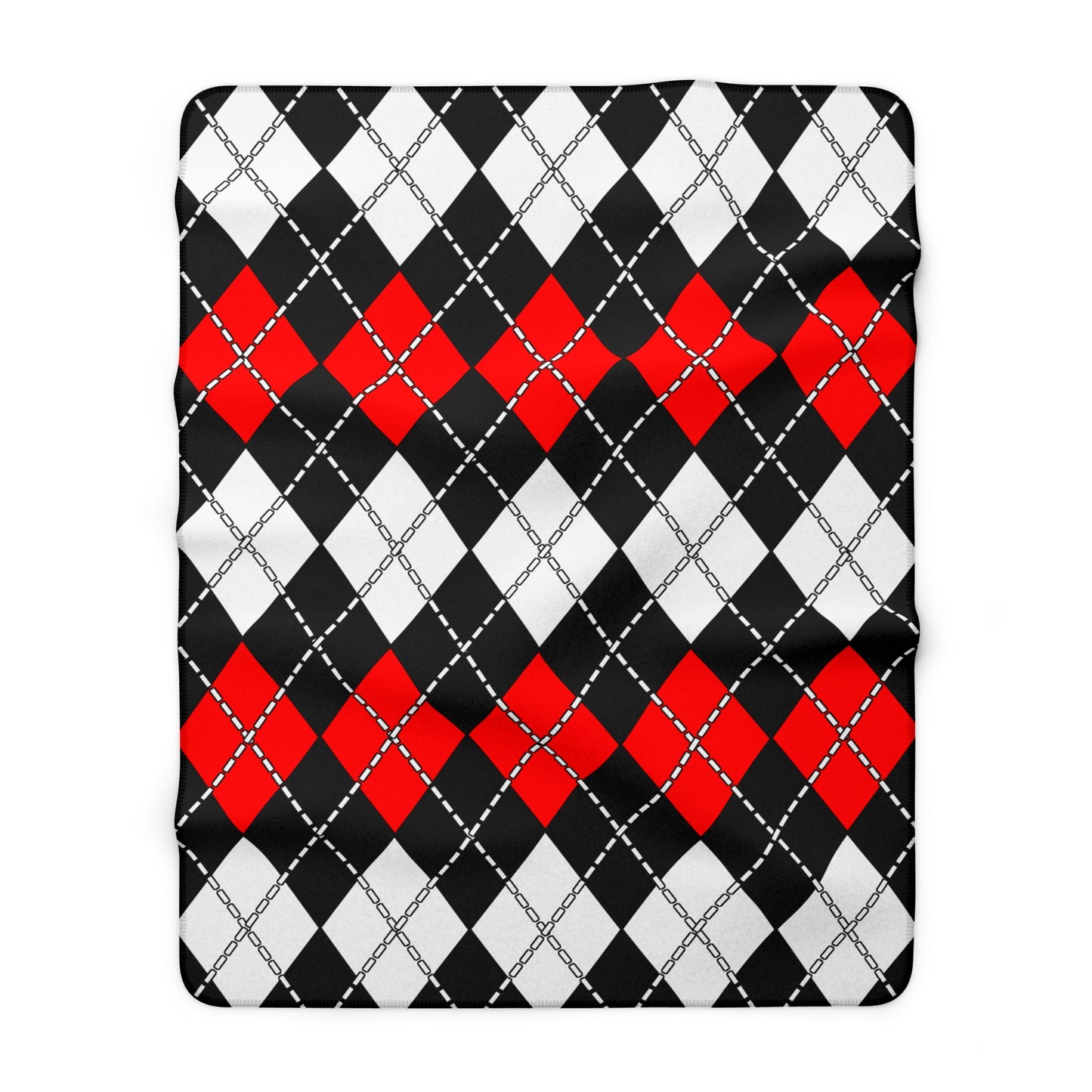 Black, White, Red Retro Argyle Blanket Throw