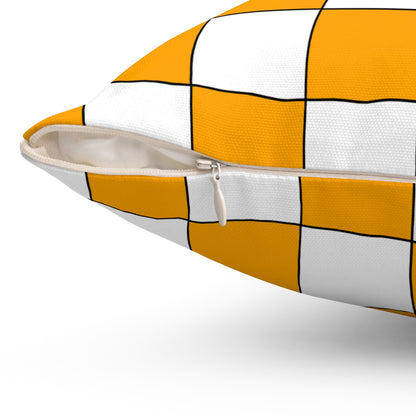 Orange, White Retro Check Cushion Pillow