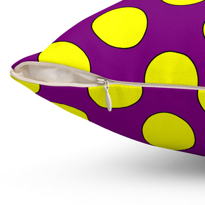 Purple, Yellow Retro Polka Dots Cushion Pillow