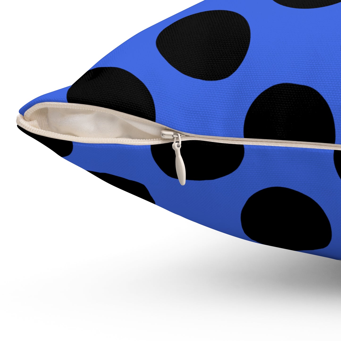 Royal Blue, Black Retro Polka Dots Cushion Pillow
