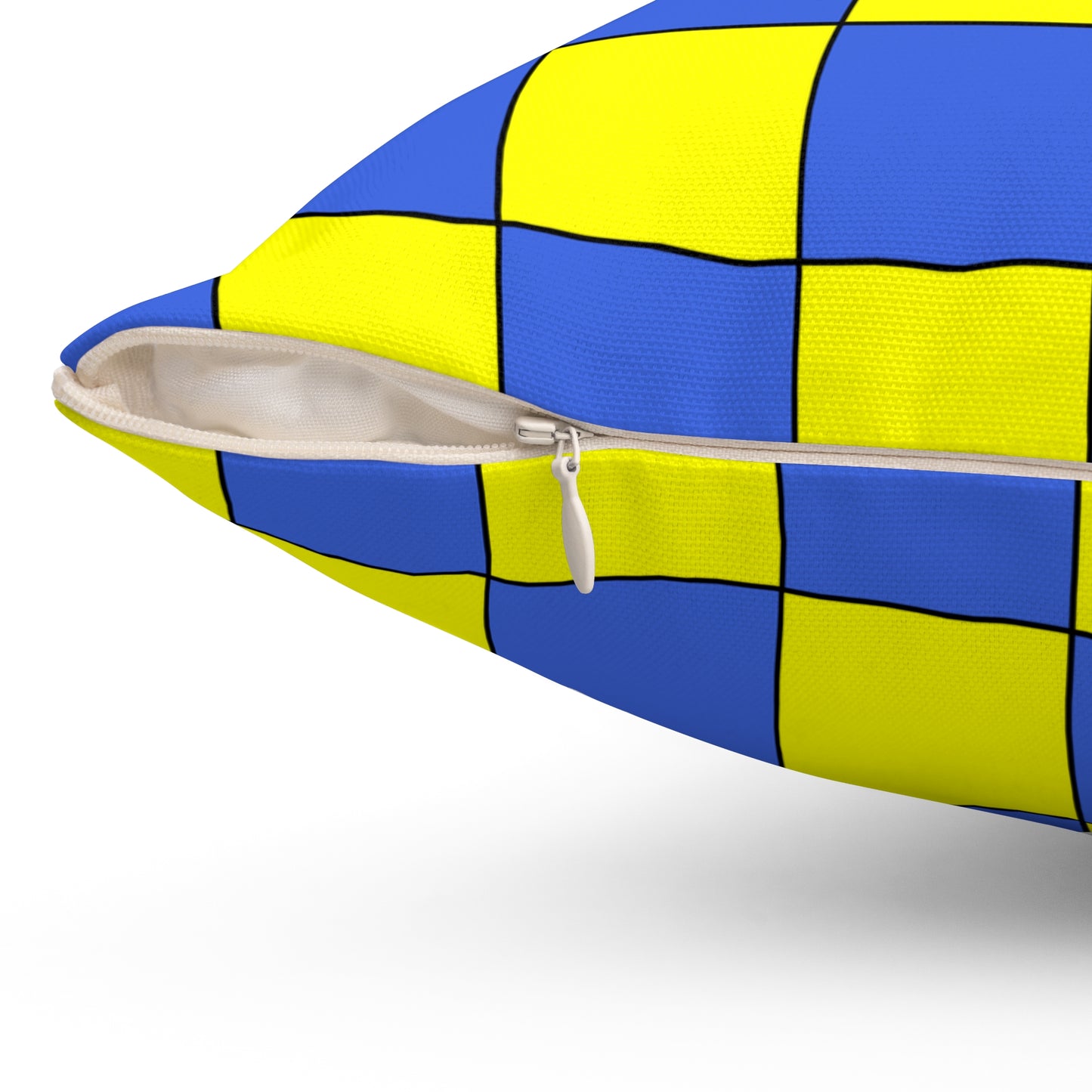 Royal Blue, Yellow Retro Check Cushion Pillow