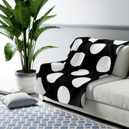 Black, White Retro Polka Dots Blanket Throw
