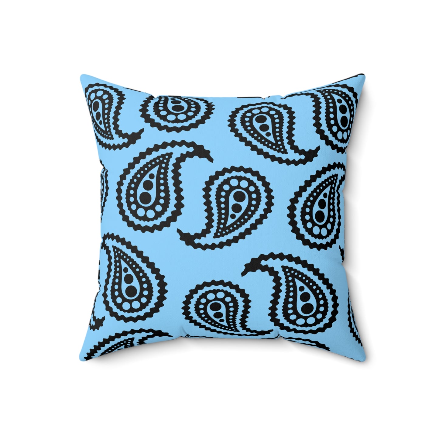 Light Blue, Black Retro Paisley Cushion Pillow