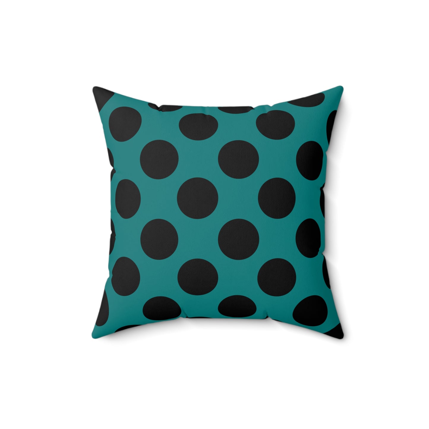 Teal, Black Retro Polka Dots Cushion Pillow