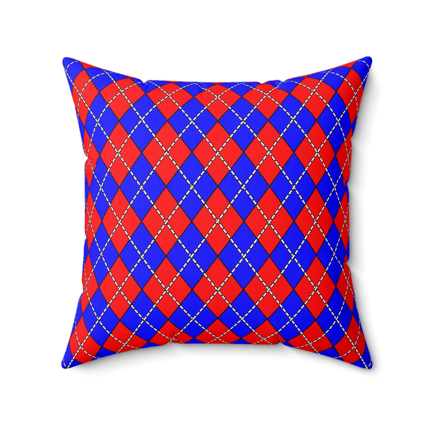 Blue, Red Retro Argyle Cushion Pillow