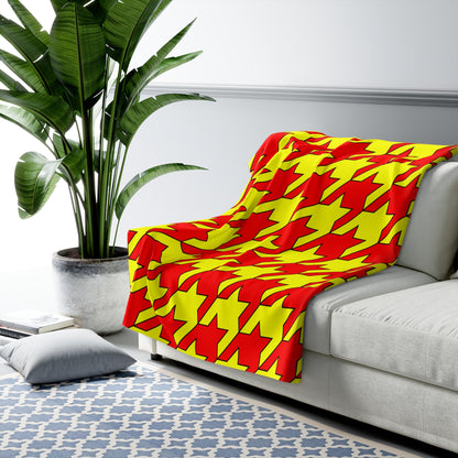 Red, Yellow Retro Houndstooth Blanket Throw