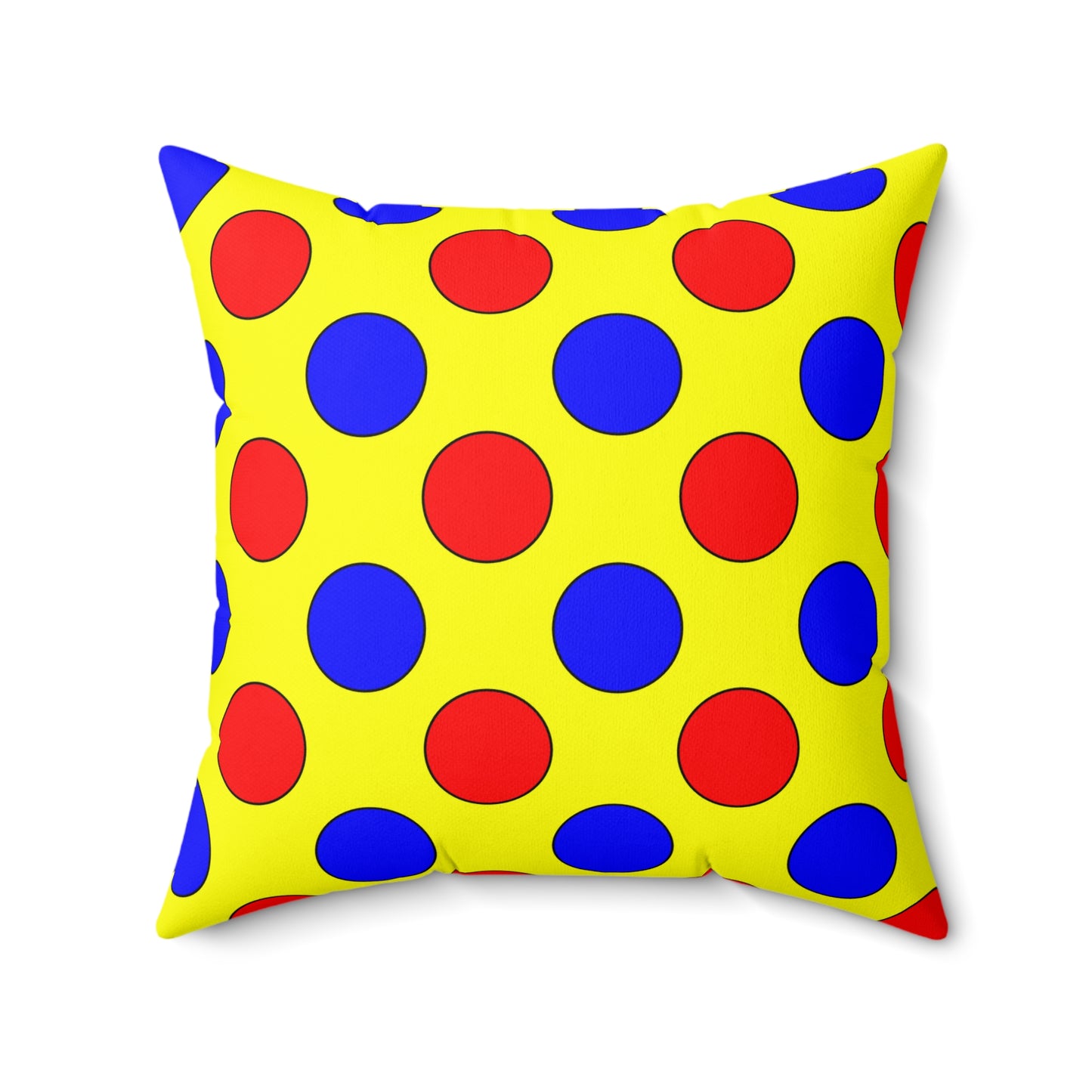 Yellow, Blue, Red Retro Polka Dots Cushion Pillow