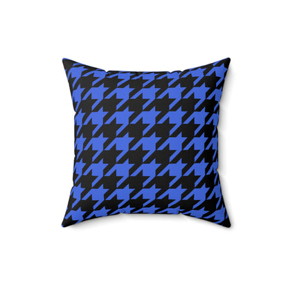 Royal Blue, Black Retro Houndstooth Cushion Pillow