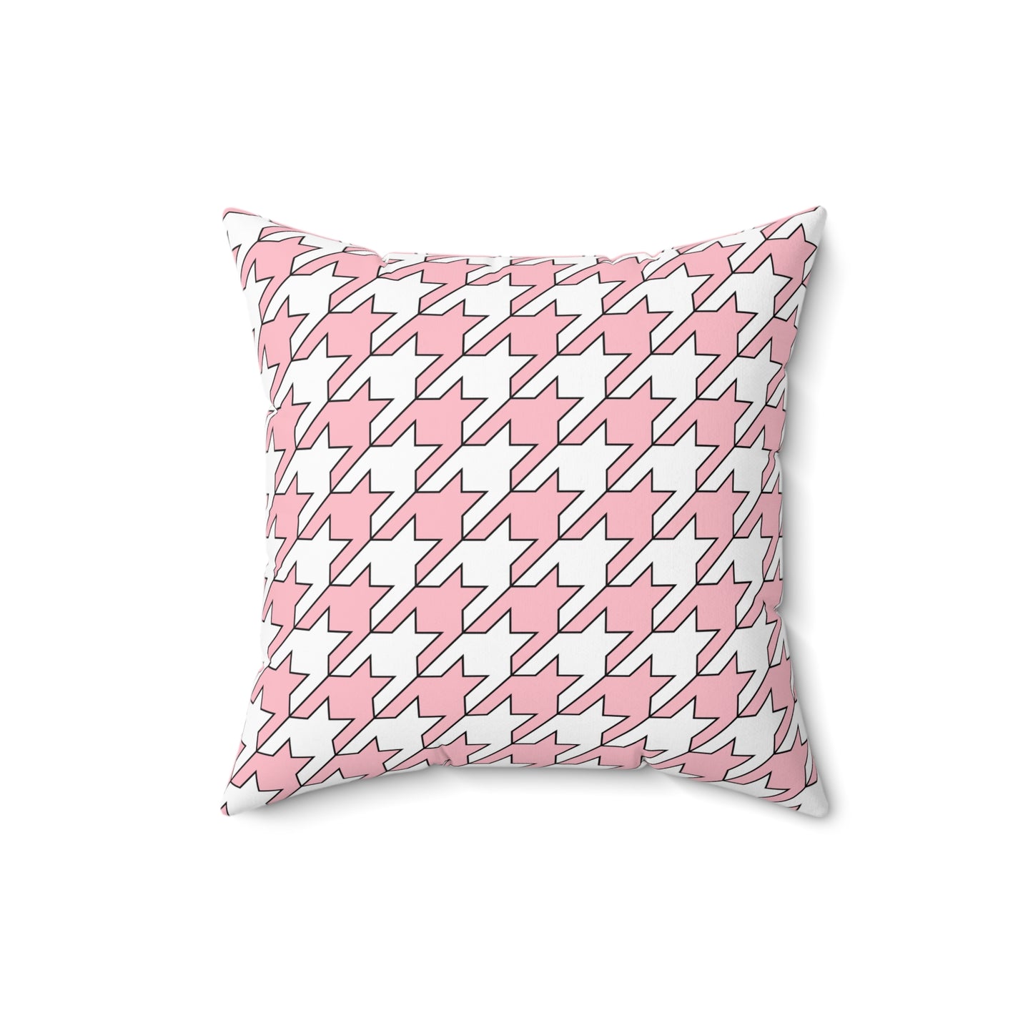 Pink, White Retro Houndstooth Cushion Pillow