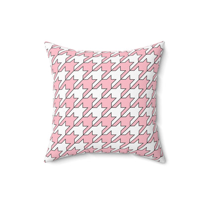 Pink, White Retro Houndstooth Cushion Pillow