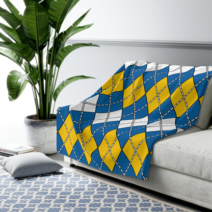 Canary Islands Retro Argyle Blanket Throw