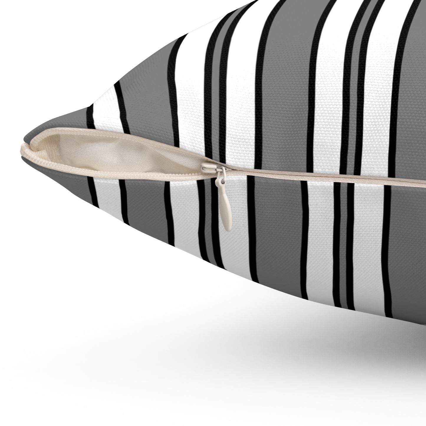 Grey, White Retro Stripes Cushion Pillow