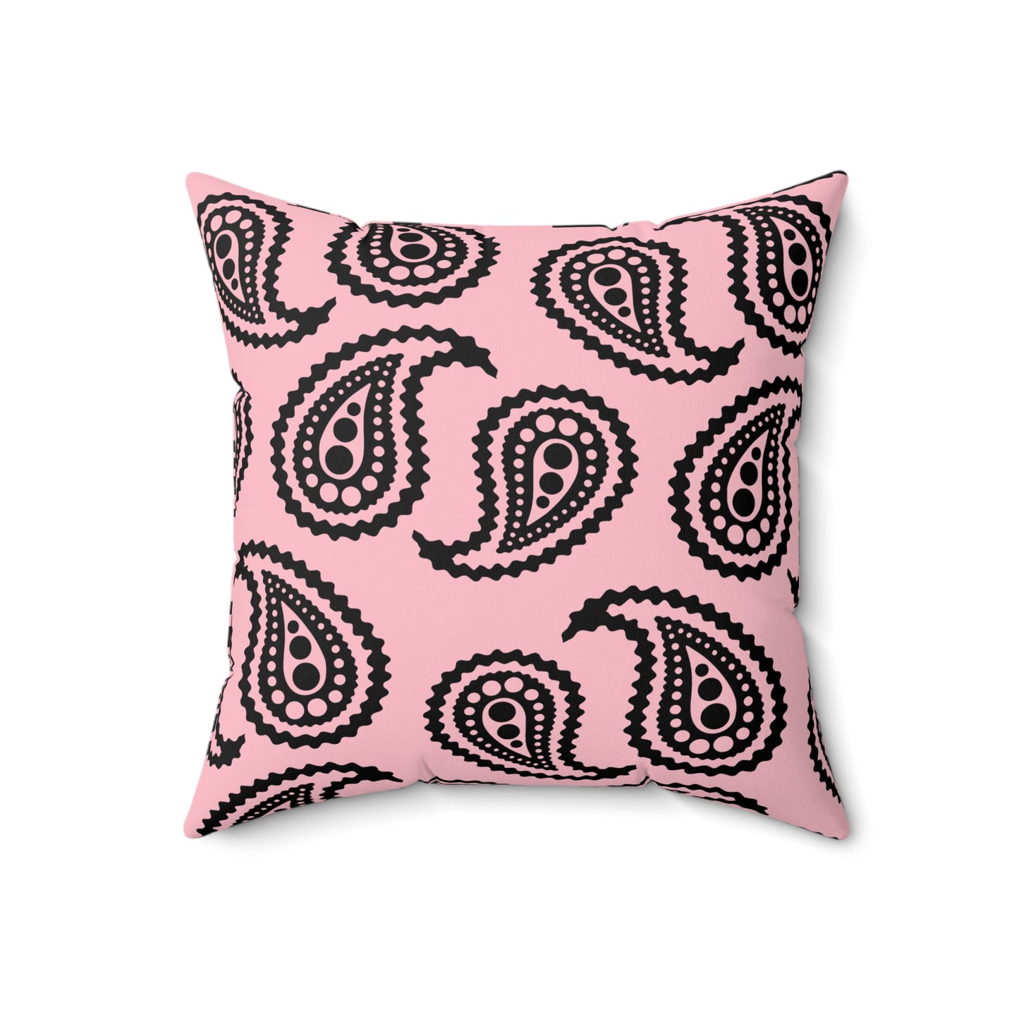 Pink, Black Retro Paisley Cushion Pillow