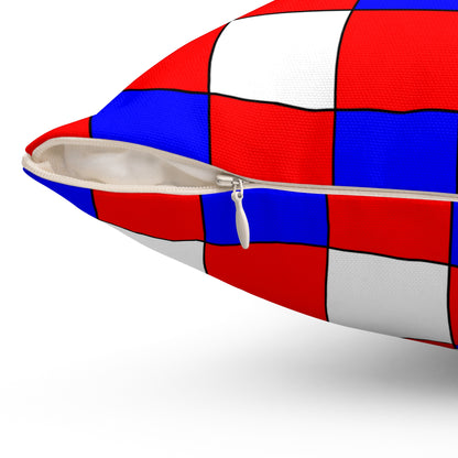 Red, White, Blue Retro Check Cushion Pillow