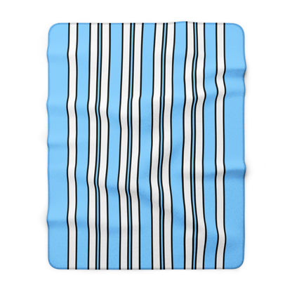 Light Blue, White Retro Stripes Blanket Throw