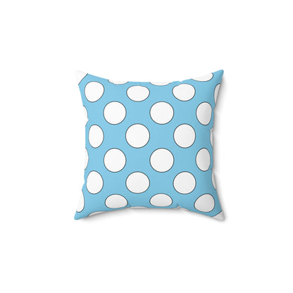 Sky Blue, White Retro Polka Dots Cushion Pillow