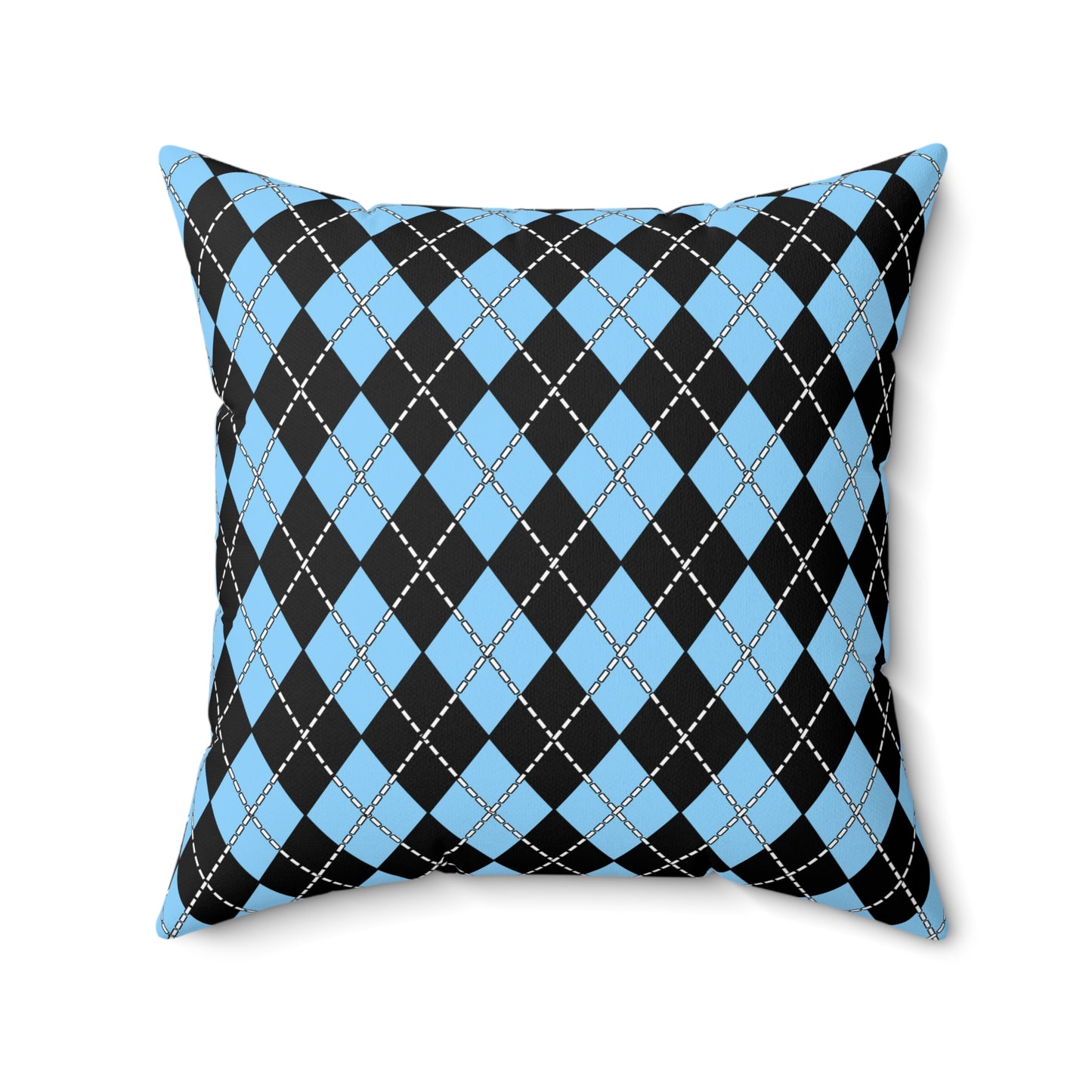 Light Blue, Black Retro Argyle Cushion Pillow