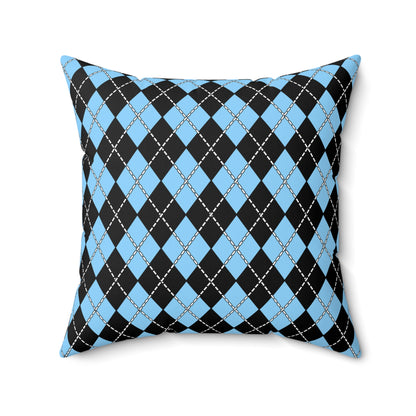 Light Blue, Black Retro Argyle Cushion Pillow