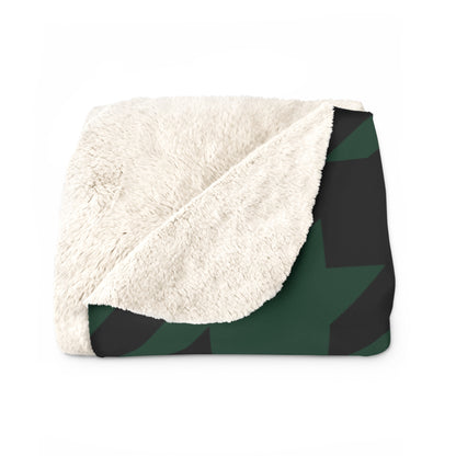 Dark Green, Black Retro Houndstooth Blanket Throw