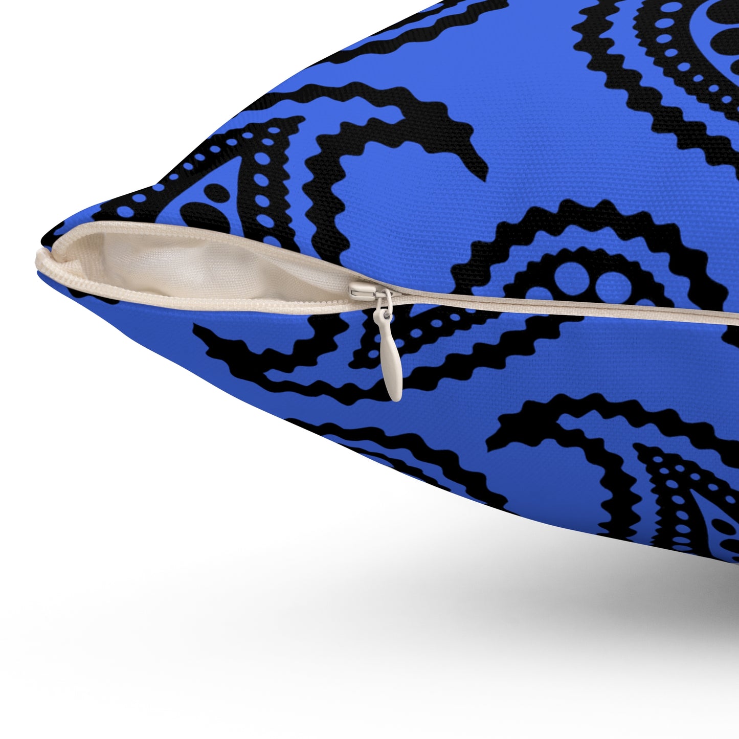 Royal Blue, Black Retro Paisley Cushion Pillow