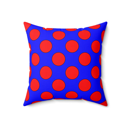 Blue, Red Retro Polka Dots Cushion Pillow