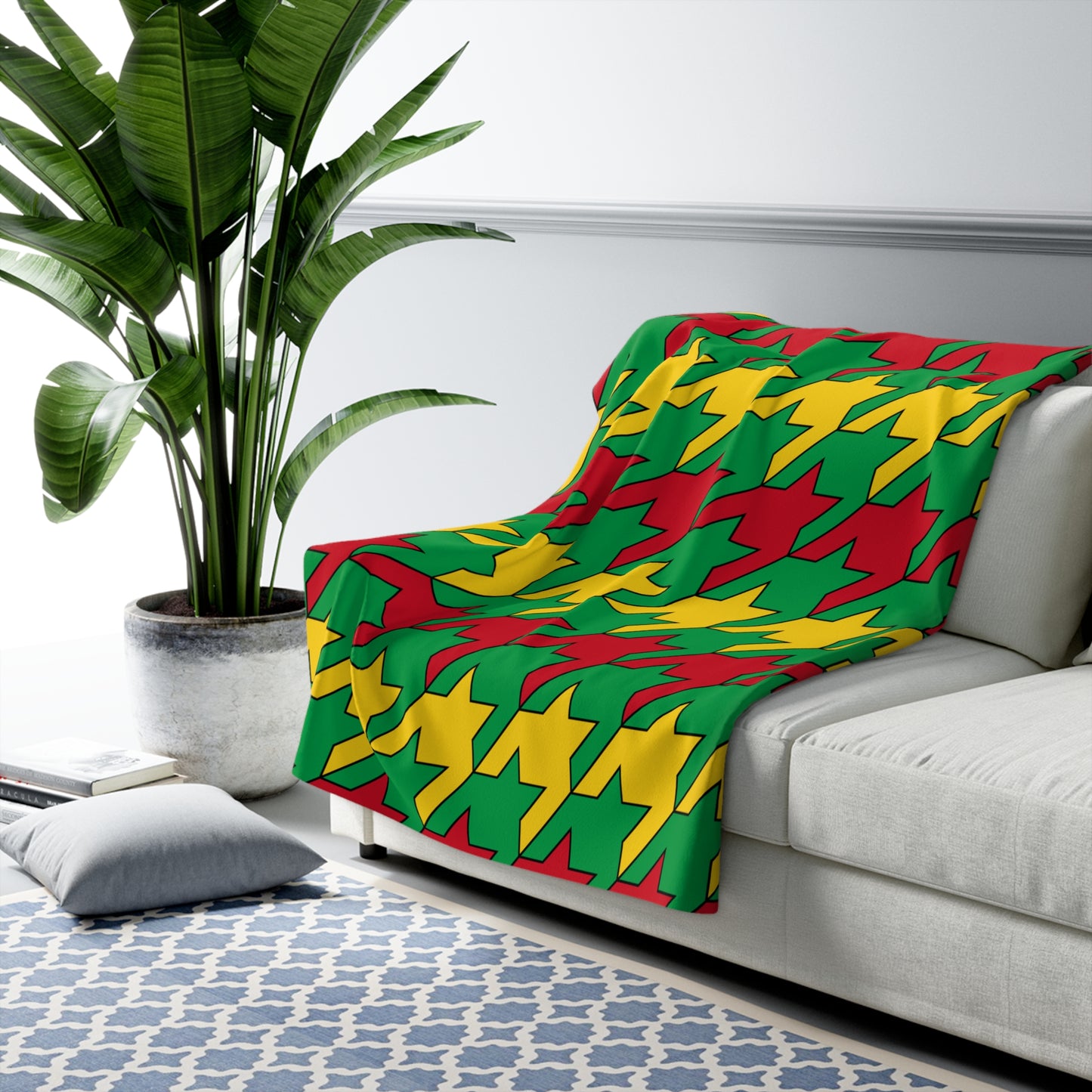 Guinea Bissau Retro Houndstooth Blanket Throw