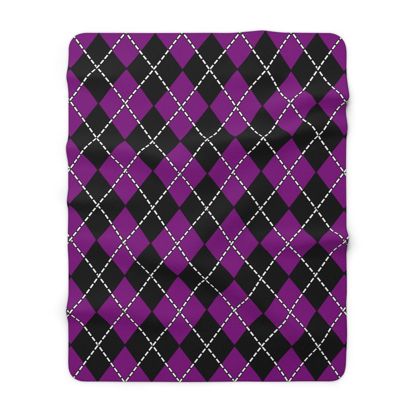 Purple, Black Retro Argyle Blanket Throw