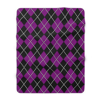 Purple, Black Retro Argyle Blanket Throw