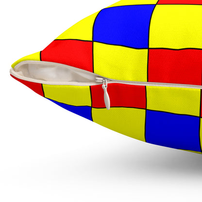 Yellow, Blue, Red Retro Check Cushion Pillow