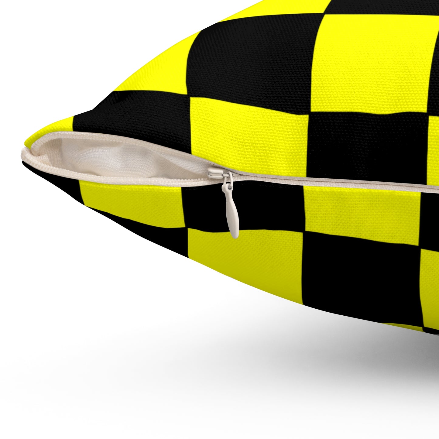 Yellow, Black Retro Check Cushion Pillow