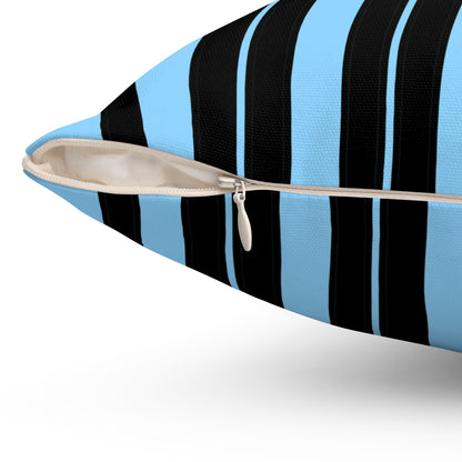 Light Blue, Black Retro Stripes Cushion Pillow
