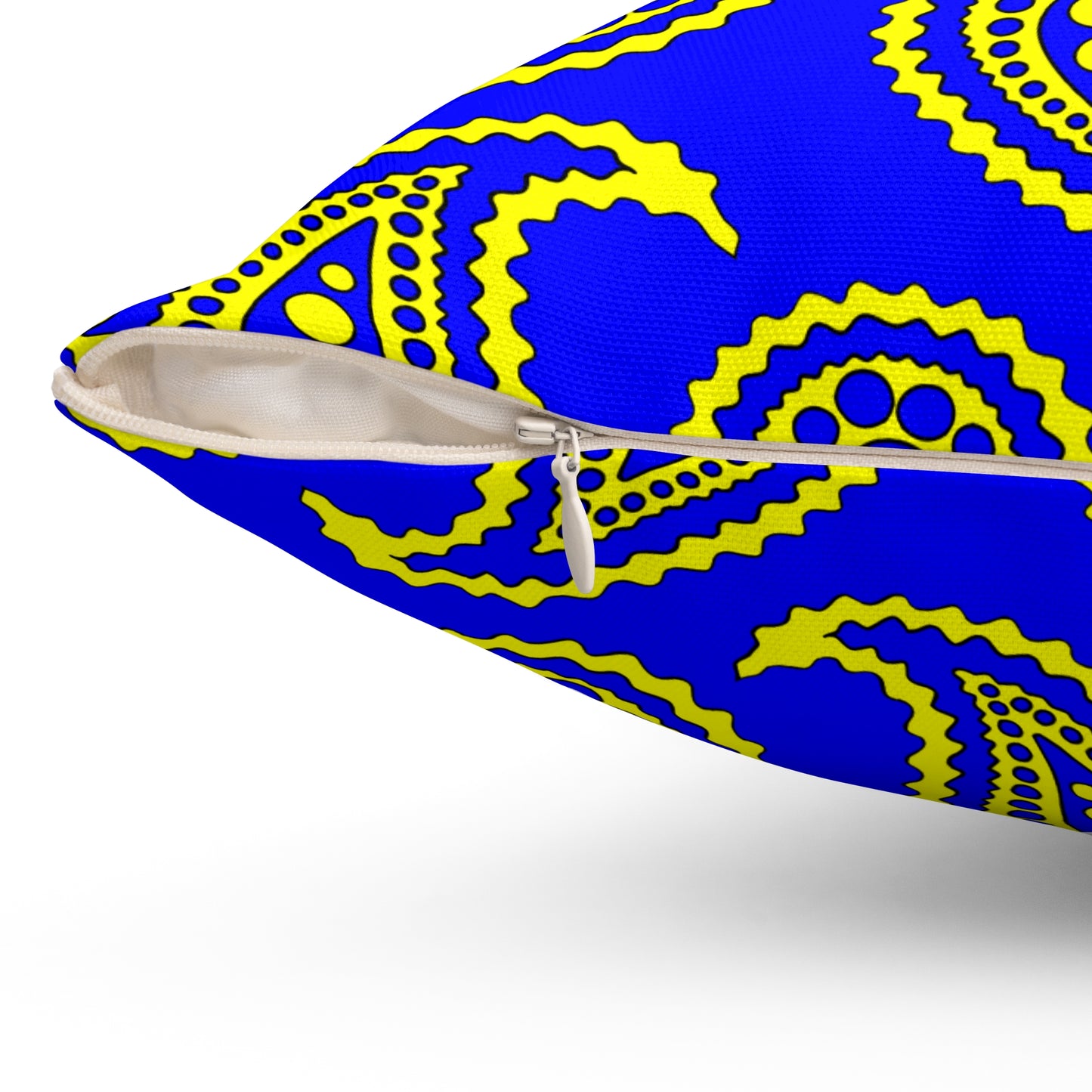 Blue, Yellow Retro Paisley Cushion Pillow