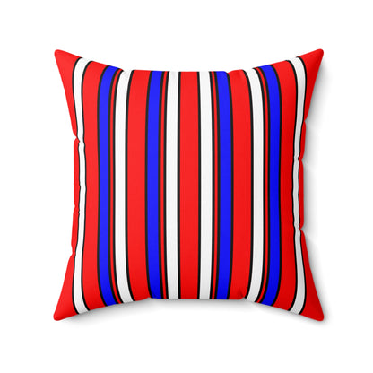 Red, White, Blue Retro Stripes Cushion Pillow
