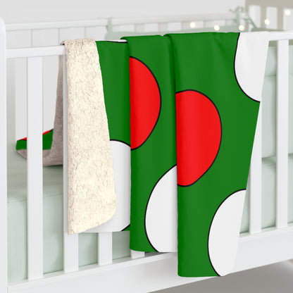 Green, White, Red Retro Polka Dots Blanket Throw