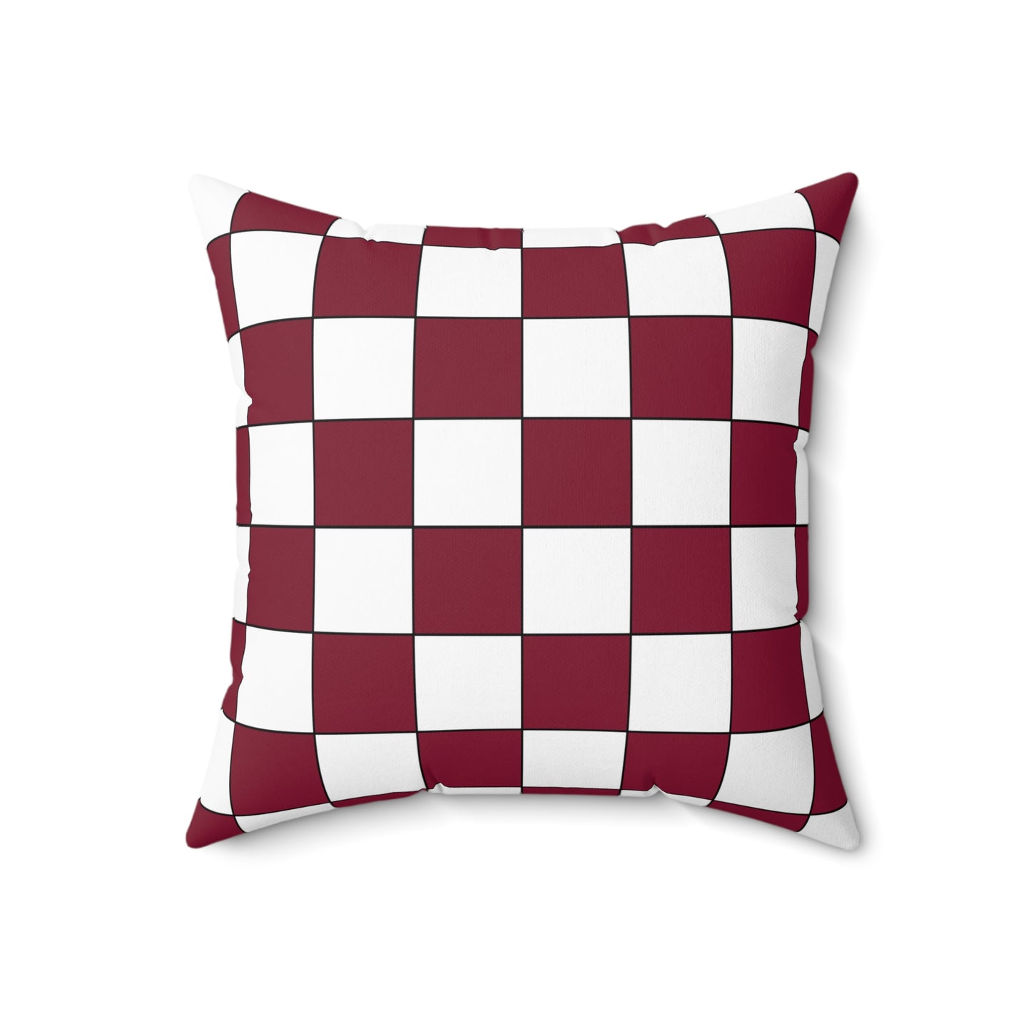 Claret, White Retro Check Cushion Pillow