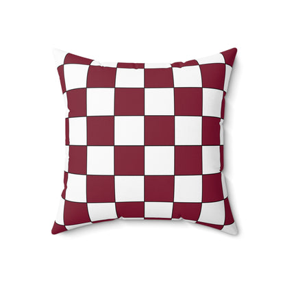 Claret, White Retro Check Cushion Pillow