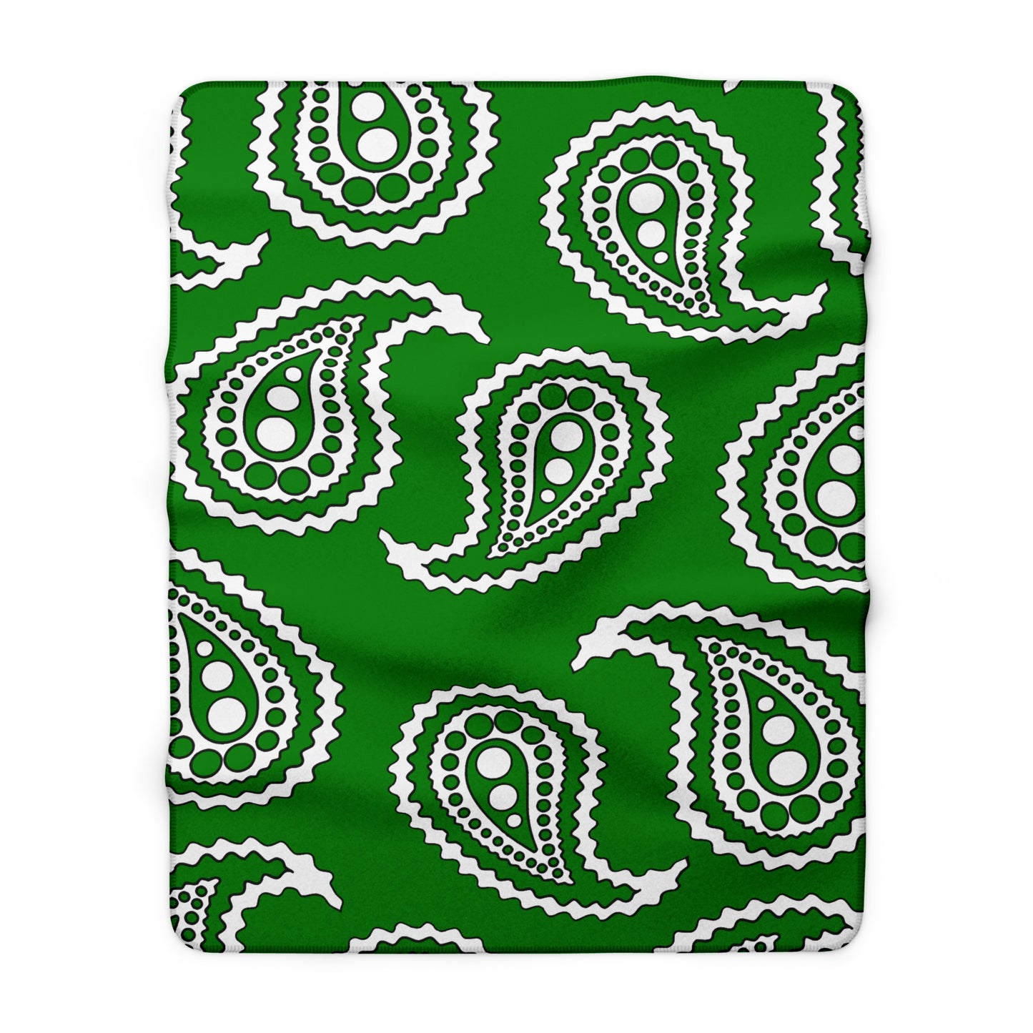 Green, White Retro Paisley Blanket Throw