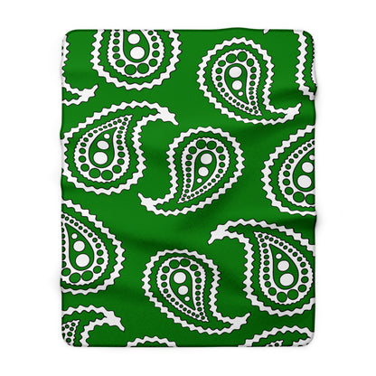 Green, White Retro Paisley Blanket Throw