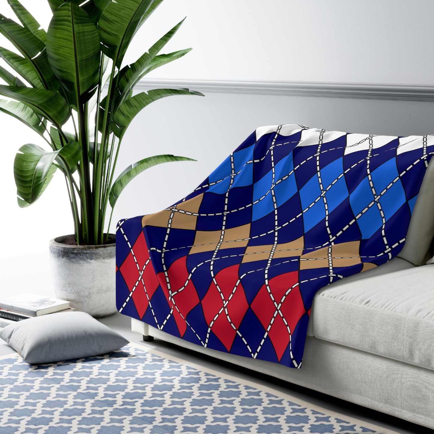 Tristan Da Cunha Retro Argyle Blanket Throw
